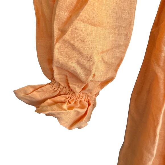 SLEEPER Atlanta Linen Off-Shoulder Midi Dress Coral Orange Size Medium NWT - Picture 7 of 12